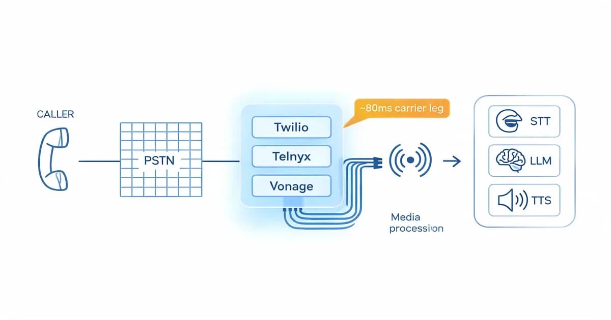 Telefonie pro hlasové AI agenty: Porovnání Twilio, Vonage a Telnyx (2026)