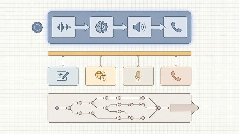 Tres arquitecturas de plataformas de agentes de voz comparadas: Retell gestionado, Vapi middleware orquestado, Bland pipeline saliente