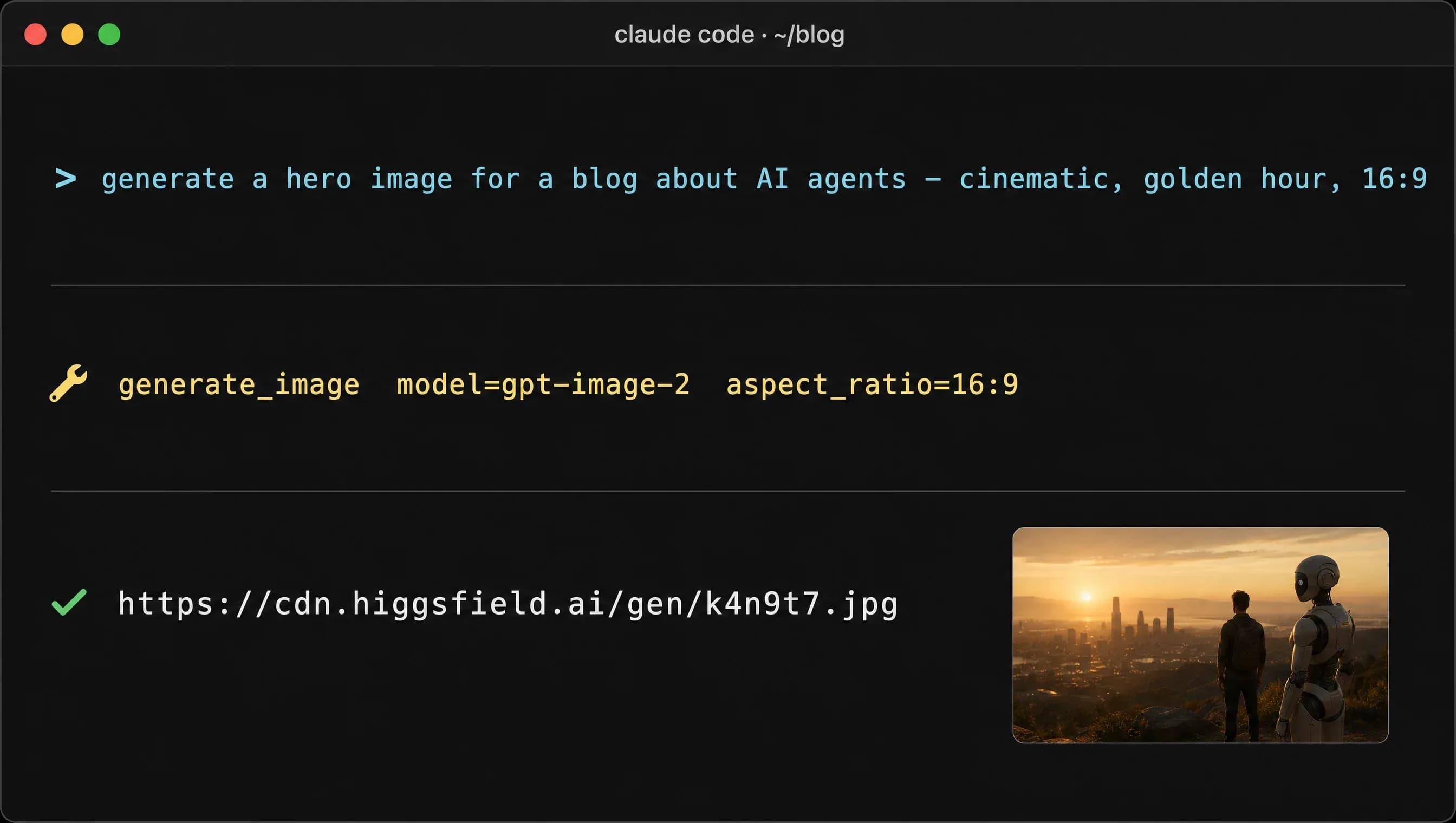 Appel de l'outil generate_image dans une session Claude Code.