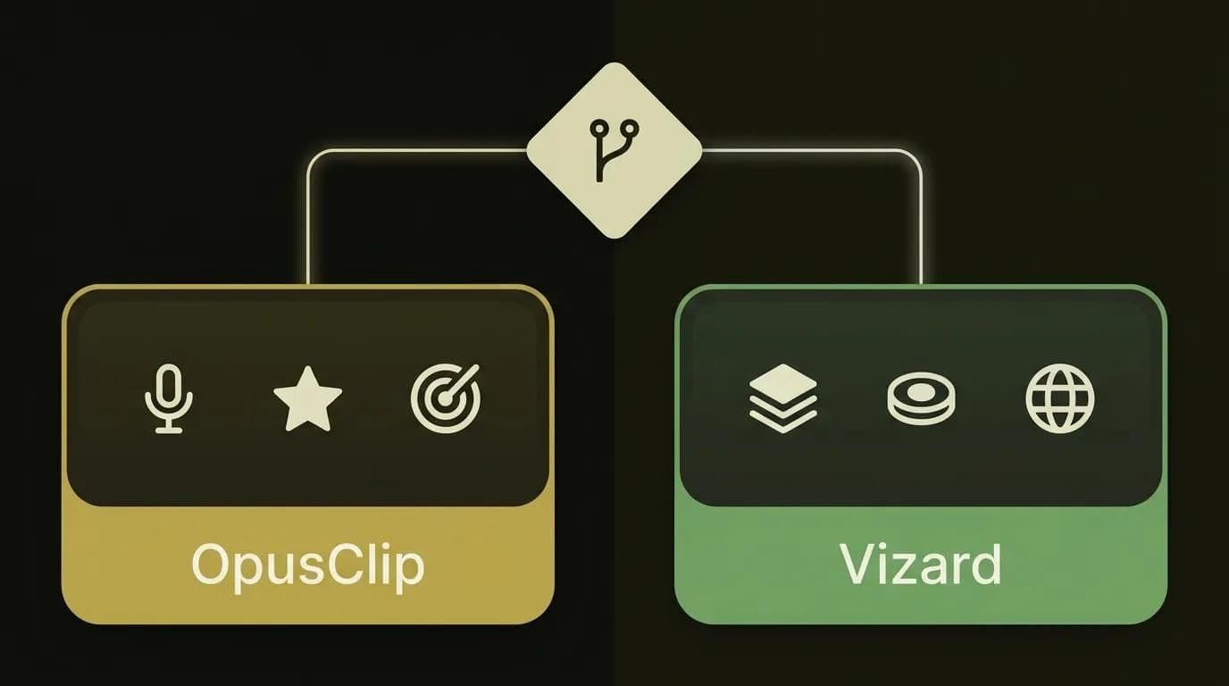 Entscheidungsdiagramm für die Wahl zwischen OpusClip und Vizard für Ihren Video-Workflow