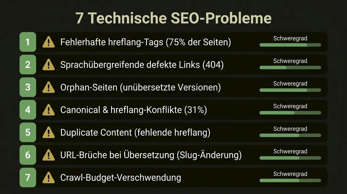 Die 7 größten technischen SEO-Probleme auf mehrsprachigen Websites als Infografik