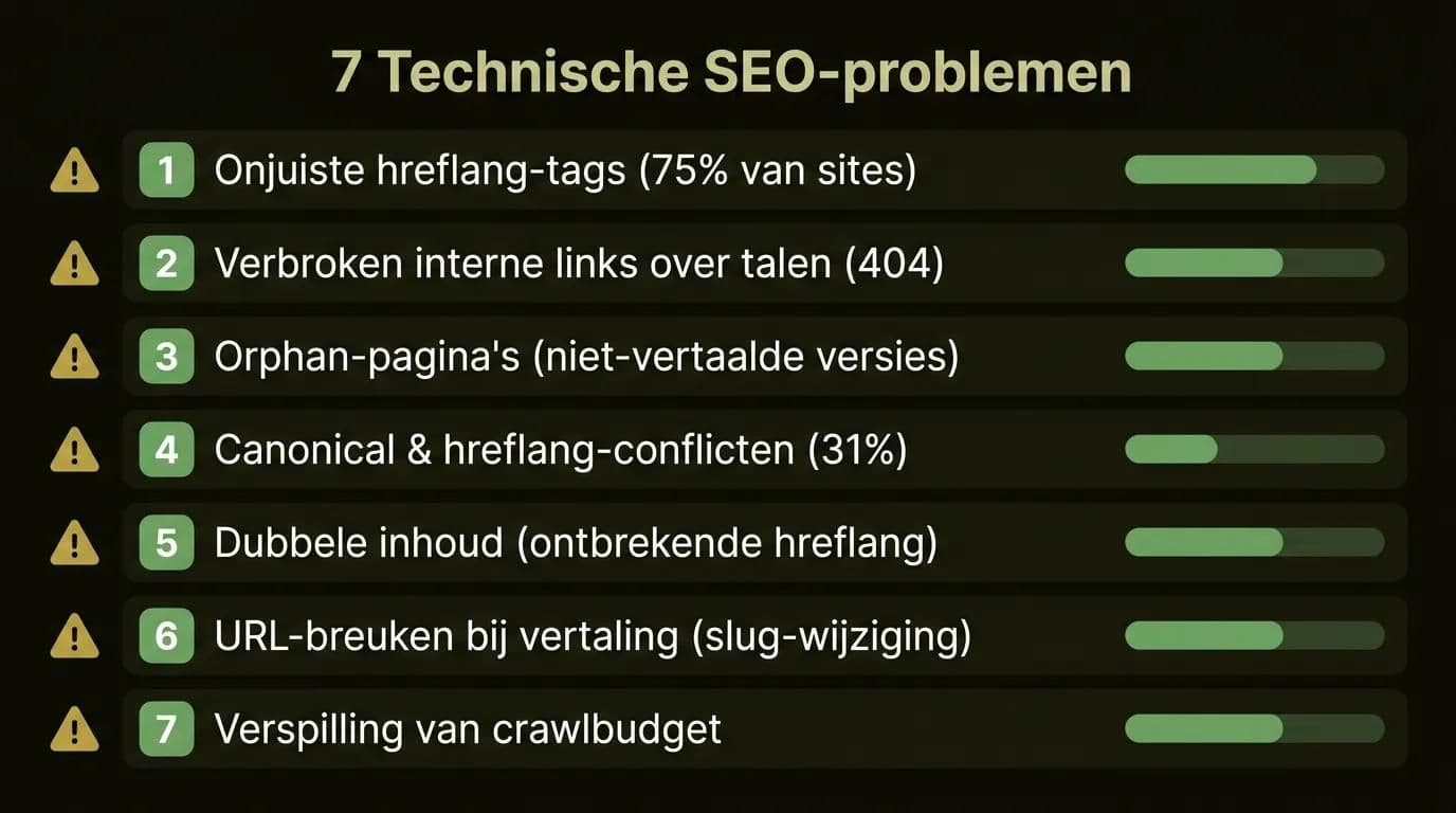 De 7 grootste technische SEO-problemen op meertalige websites als infographic