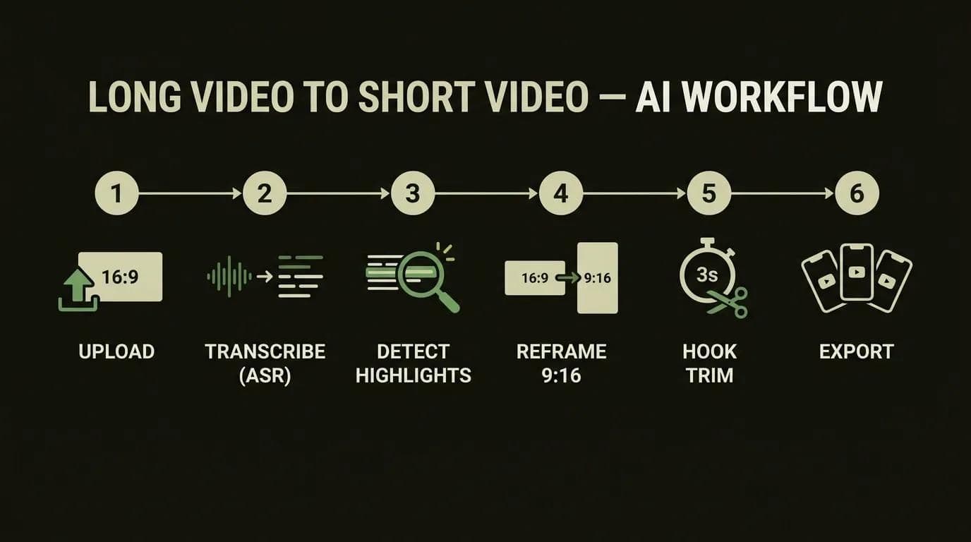 AI-arbeidsflyt fra lang video til kort video, steg for steg