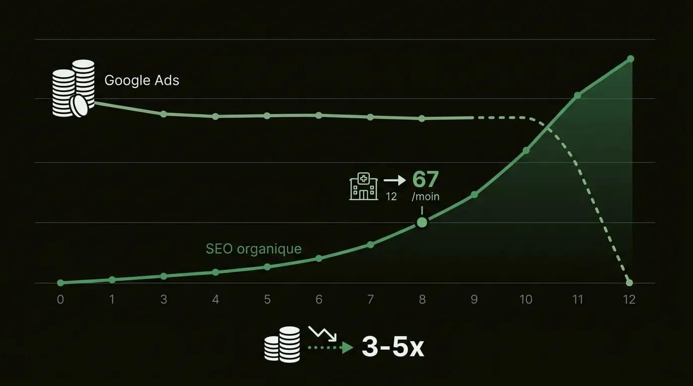 SEO organique vs Google Ads : comparaison ROI pour le tourisme médical sur 12 mois